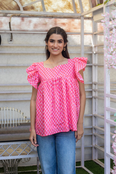 MOSS CHECKED TOP - Sarnya