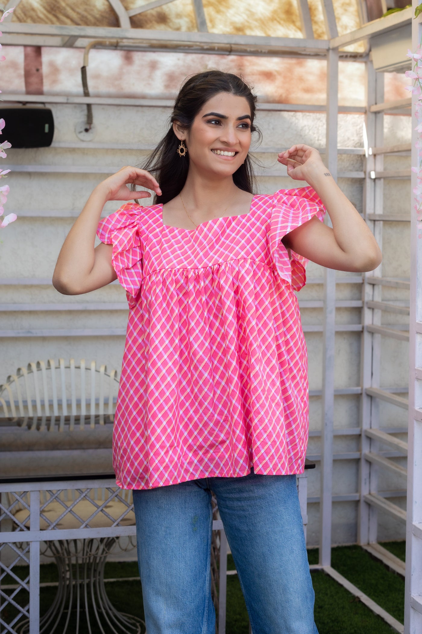 MOSS CHECKED TOP - Sarnya