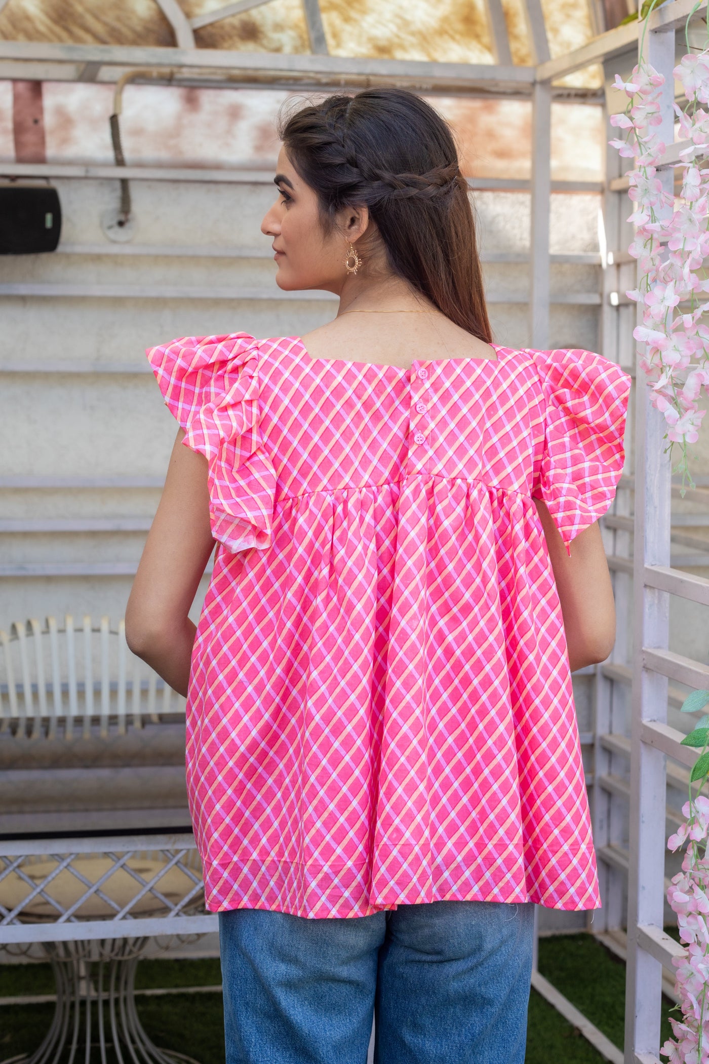 MOSS CHECKED TOP - Sarnya