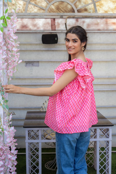 MOSS CHECKED TOP - Sarnya