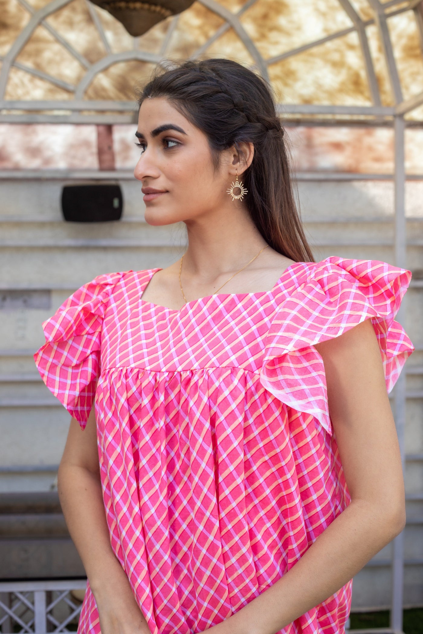 MOSS CHECKED TOP - Sarnya