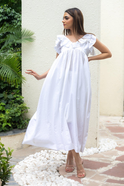 WHITE LILY FLARED DRESS - Sarnya