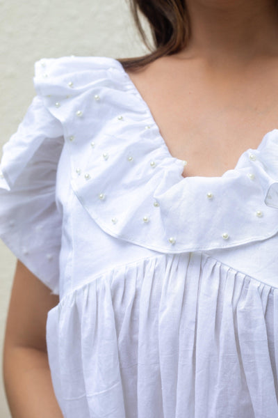 WHITE LILY FLARED DRESS - Sarnya