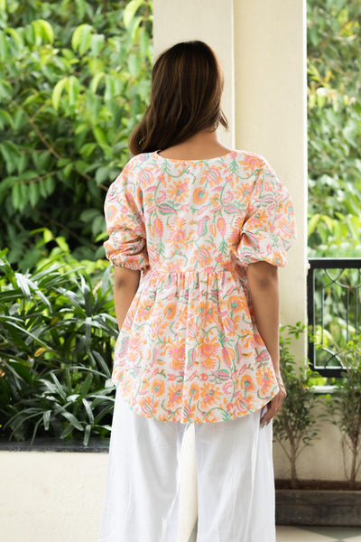 ORANGE HAZE FLORAL TOP - Sarnya