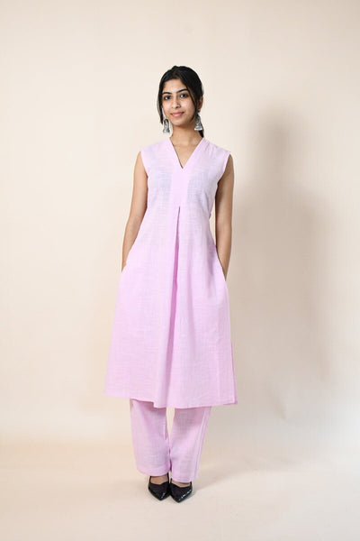 LIGHT PINK SLEEVLESS LONG LENGTHED CO-ORD SET