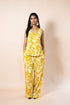 Yellow Froral Printed Rayon Sleeveless Co-Ord Set