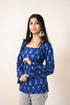 Drishti Indigo Blue Rayon Square Neck Printed Kurti
