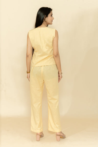LEA YELLOW WAISTCOAT & PANT CO-ORD SET