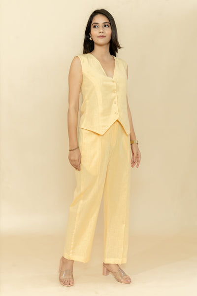 LEA YELLOW WAISTCOAT & PANT CO-ORD SET