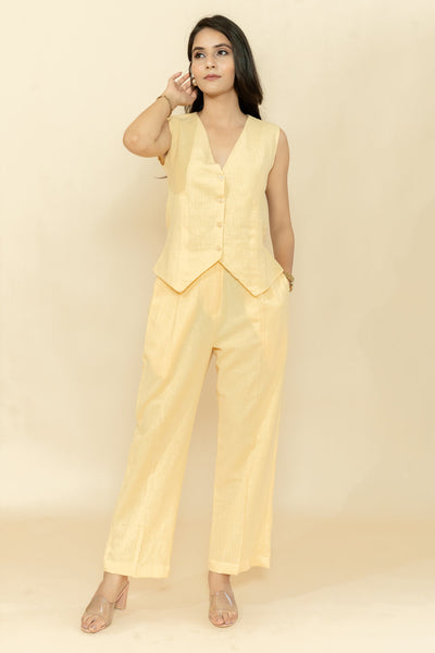 LEA YELLOW WAISTCOAT & PANT CO-ORD SET