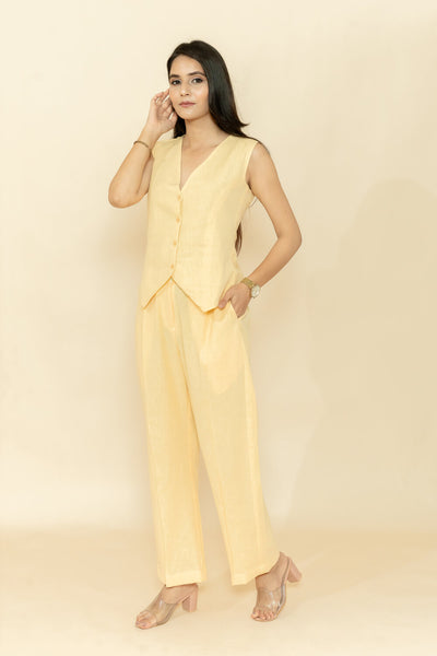 LEA YELLOW WAISTCOAT & PANT CO-ORD SET