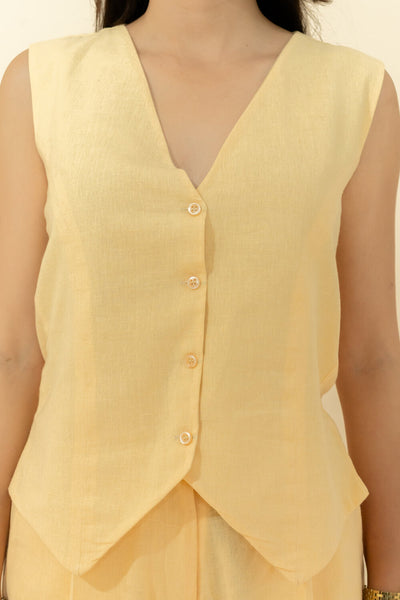 LEA YELLOW WAISTCOAT & PANT CO-ORD SET