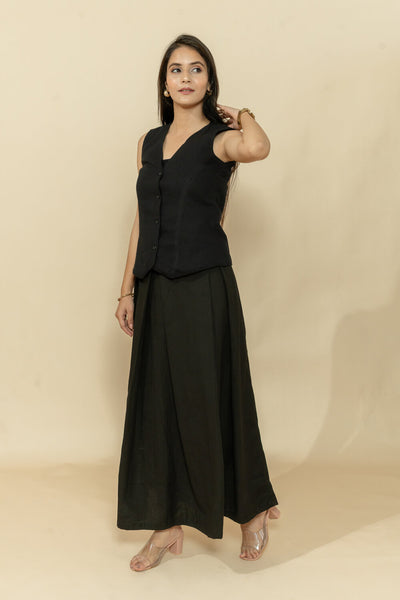 NIRA BLACK WAISTCOAT & SKIRT CO-ORD SET