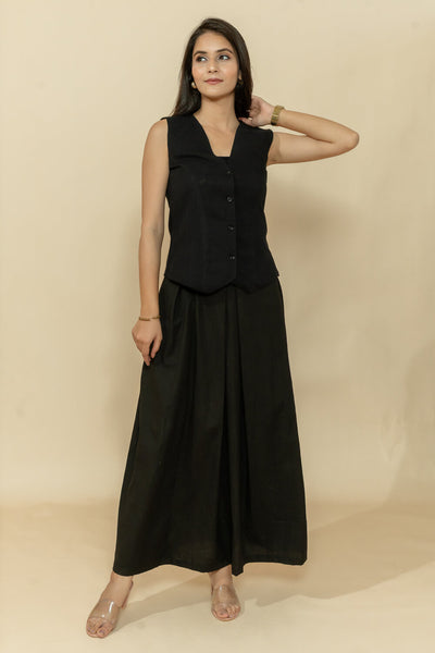 NIRA BLACK WAISTCOAT & SKIRT CO-ORD SET