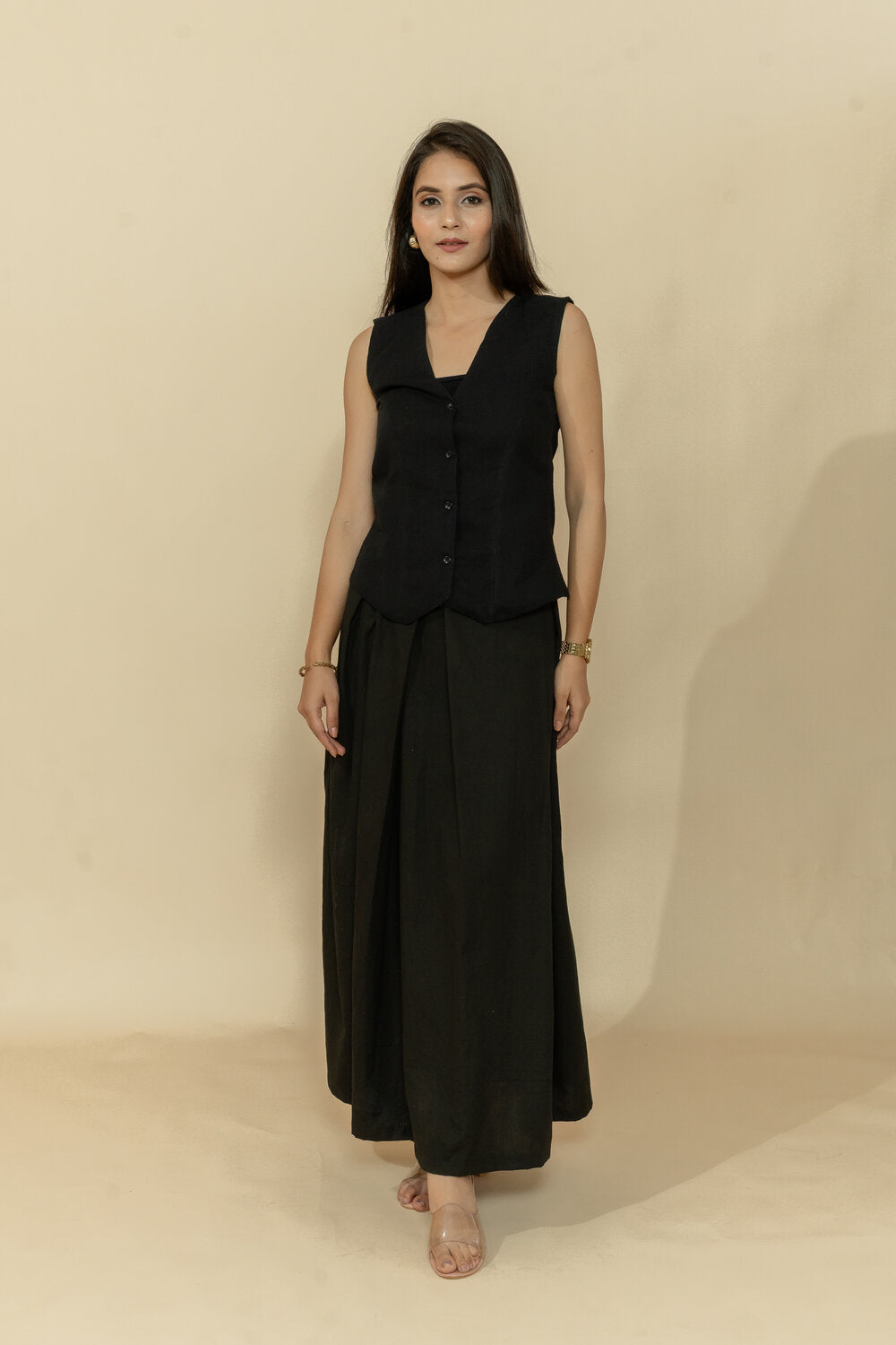 NIRA BLACK WAISTCOAT & SKIRT CO-ORD SET