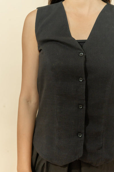 NIRA BLACK WAISTCOAT & SKIRT CO-ORD SET
