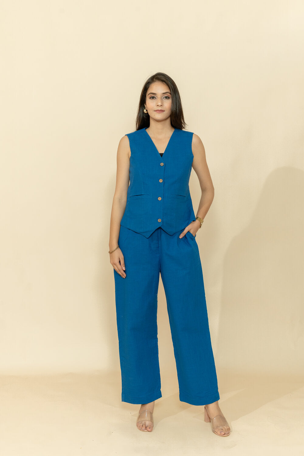 LEA BLUE WAISTCOAT & PANT CO-ORD SET