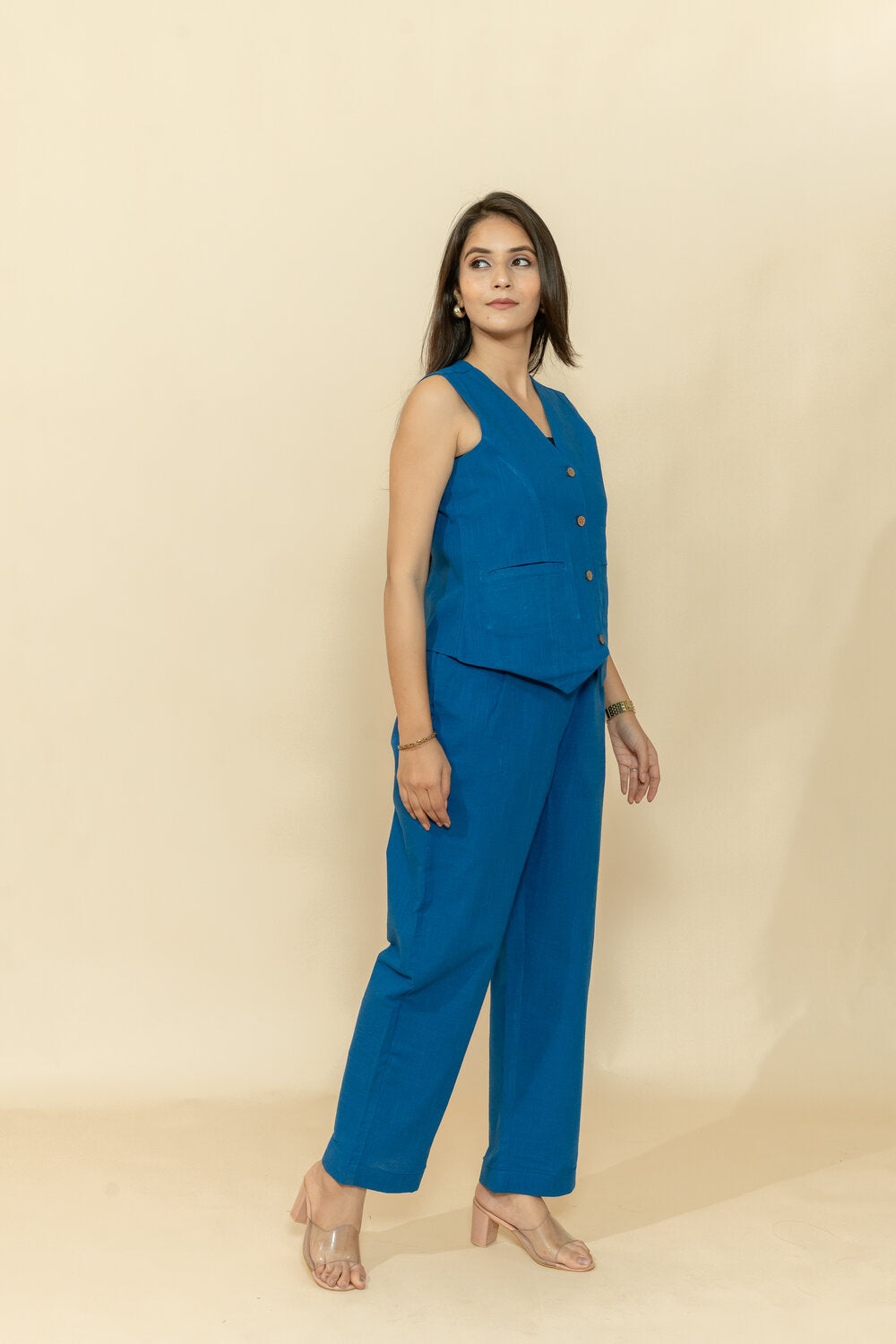 LEA BLUE WAISTCOAT & PANT CO-ORD SET