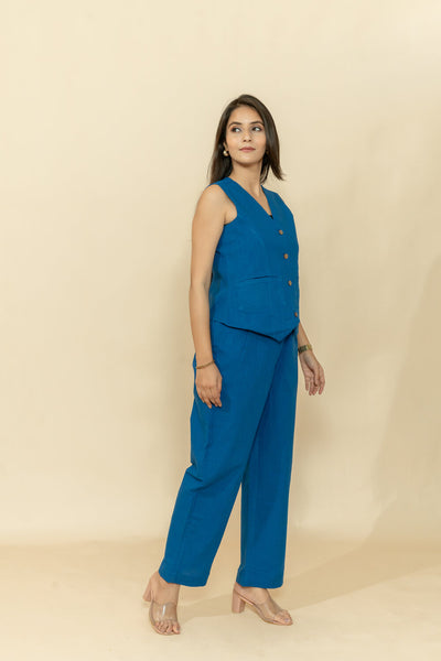LEA BLUE WAISTCOAT & PANT CO-ORD SET