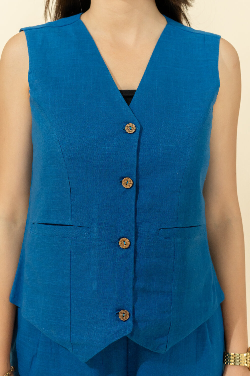 LEA BLUE WAISTCOAT & PANT CO-ORD SET