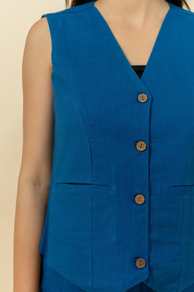 LEA BLUE WAISTCOAT & PANT CO-ORD SET