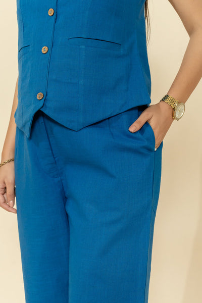 LEA BLUE WAISTCOAT & PANT CO-ORD SET