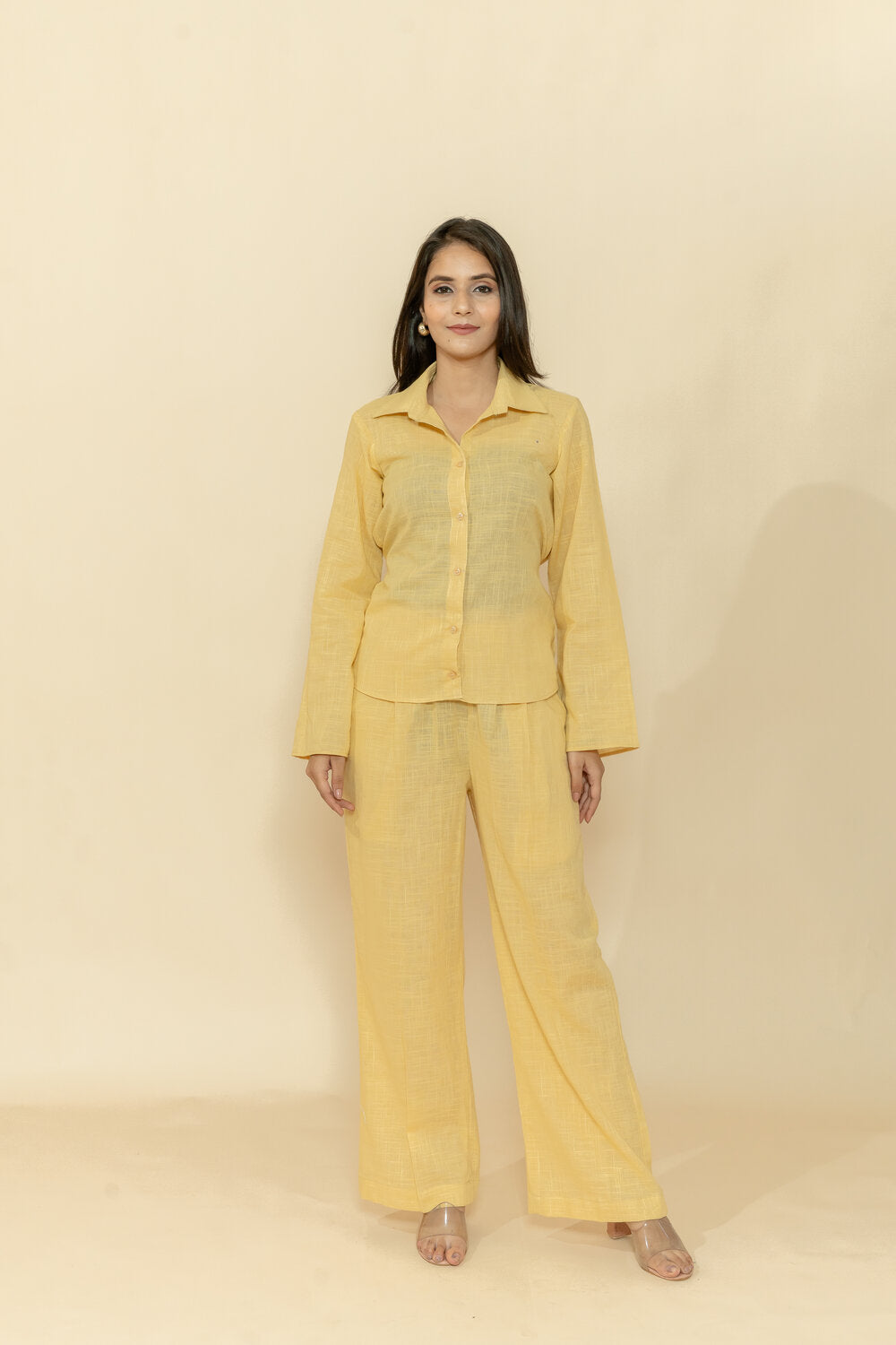 YASHI YELLOW SLUB COTTON CO-ORD SET