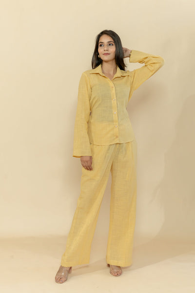 YASHI YELLOW SLUB COTTON CO-ORD SET