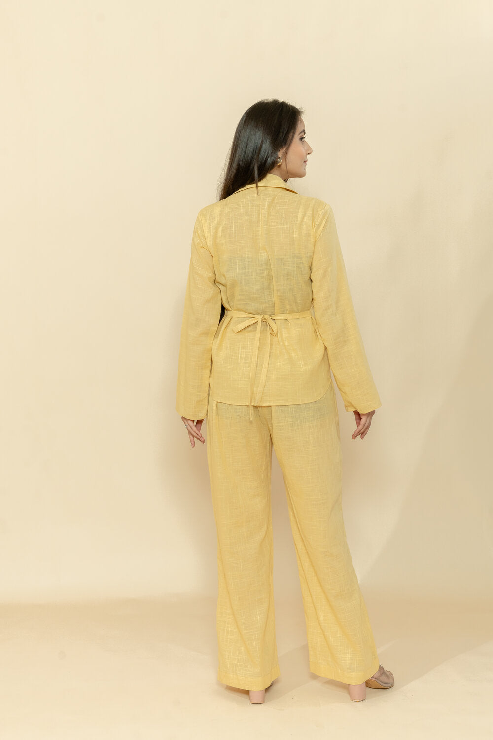 YASHI YELLOW SLUB COTTON CO-ORD SET