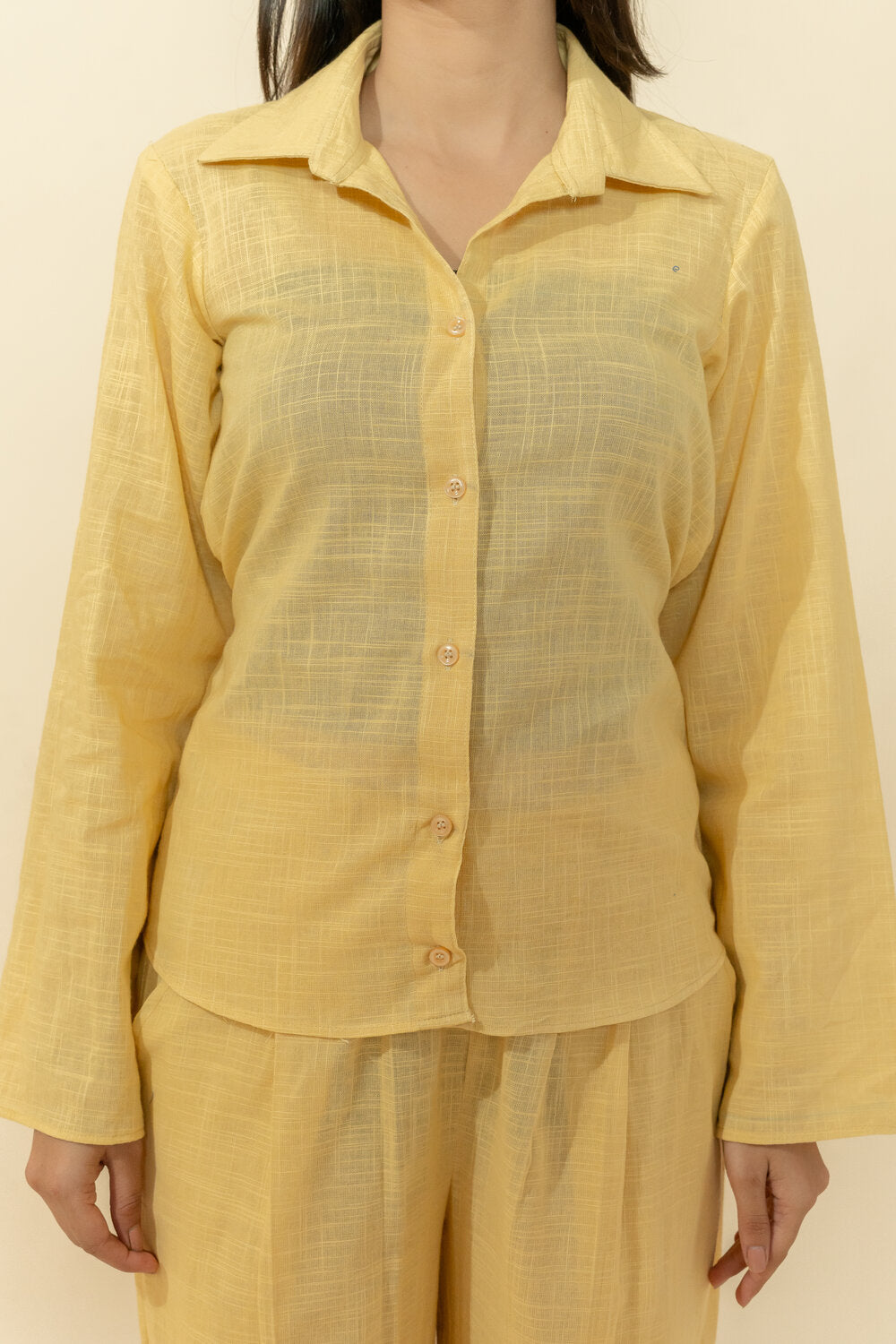 YASHI YELLOW SLUB COTTON CO-ORD SET
