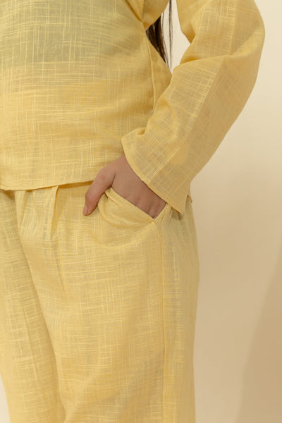YASHI YELLOW SLUB COTTON CO-ORD SET