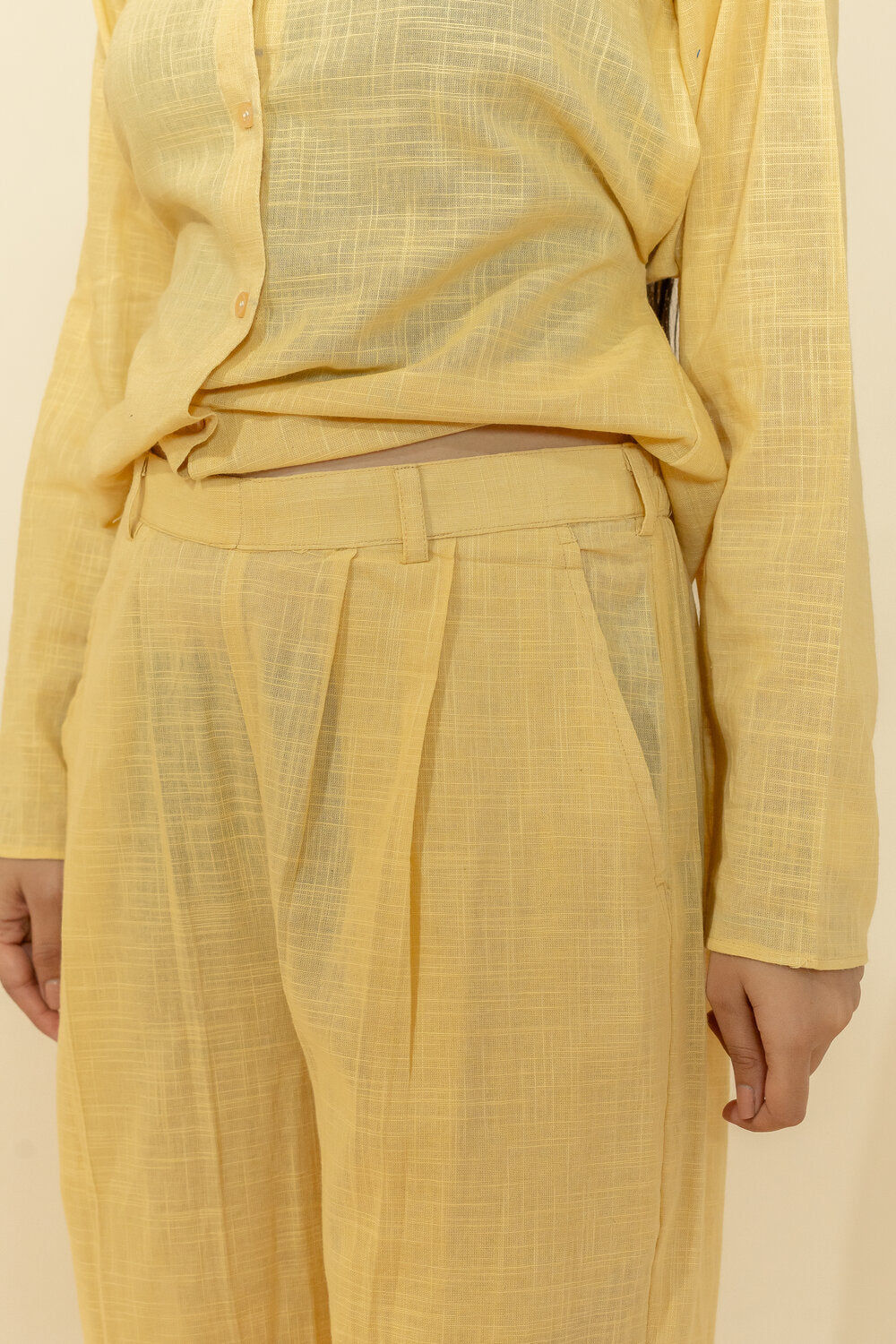 YASHI YELLOW SLUB COTTON CO-ORD SET