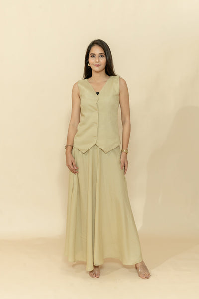 NIRA CREAM WAISTCOAT & SKIRT CO-ORD SET