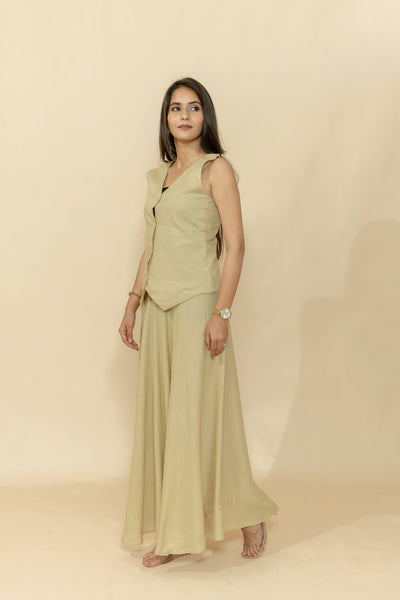 NIRA CREAM WAISTCOAT & SKIRT CO-ORD SET