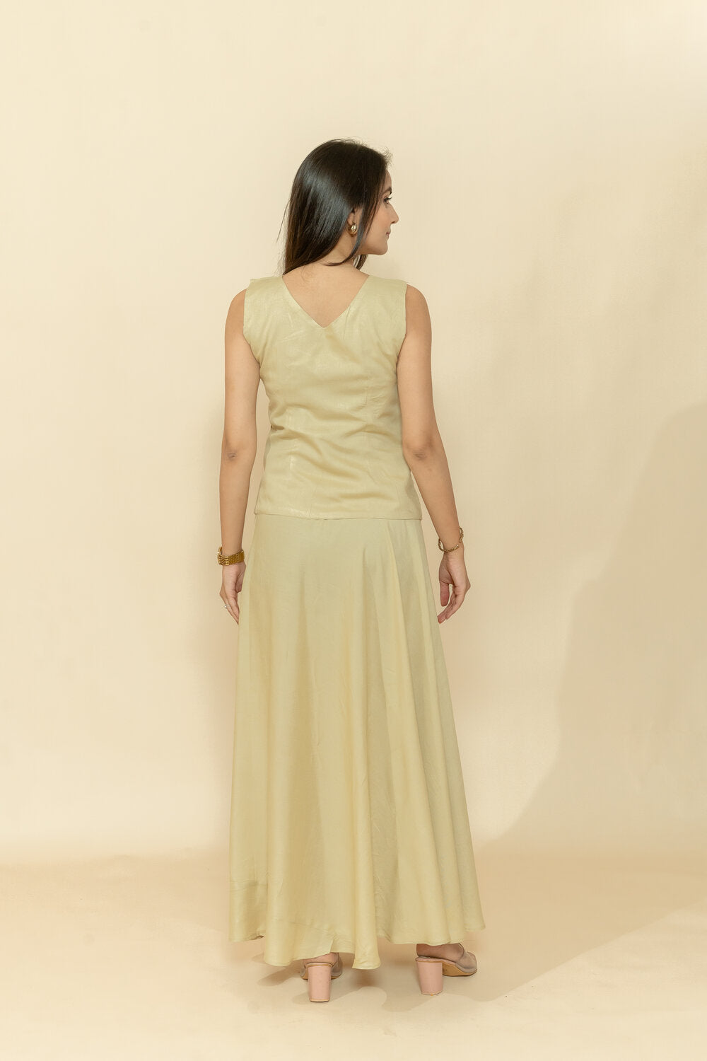 NIRA CREAM WAISTCOAT & SKIRT CO-ORD SET