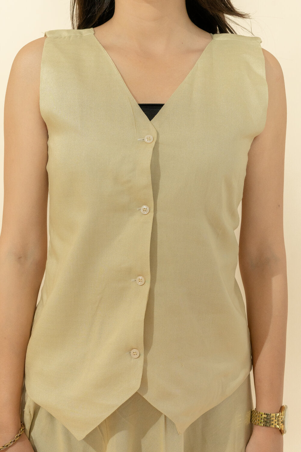 NIRA CREAM WAISTCOAT & SKIRT CO-ORD SET