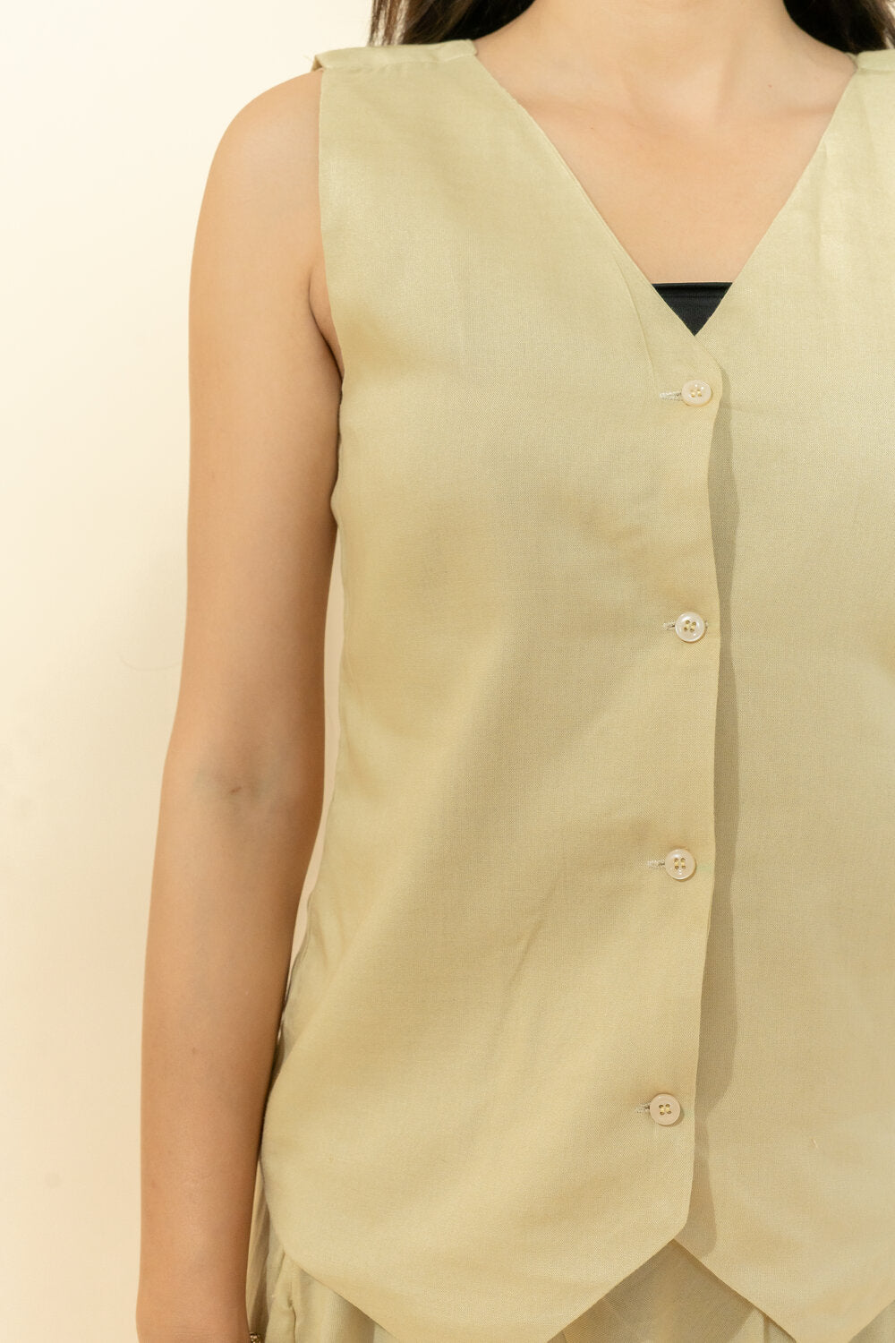 NIRA CREAM WAISTCOAT & SKIRT CO-ORD SET