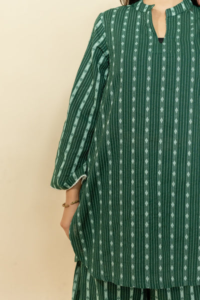 SUDHA GREEN PRINTED KATHA COTTON CO-ORD SET