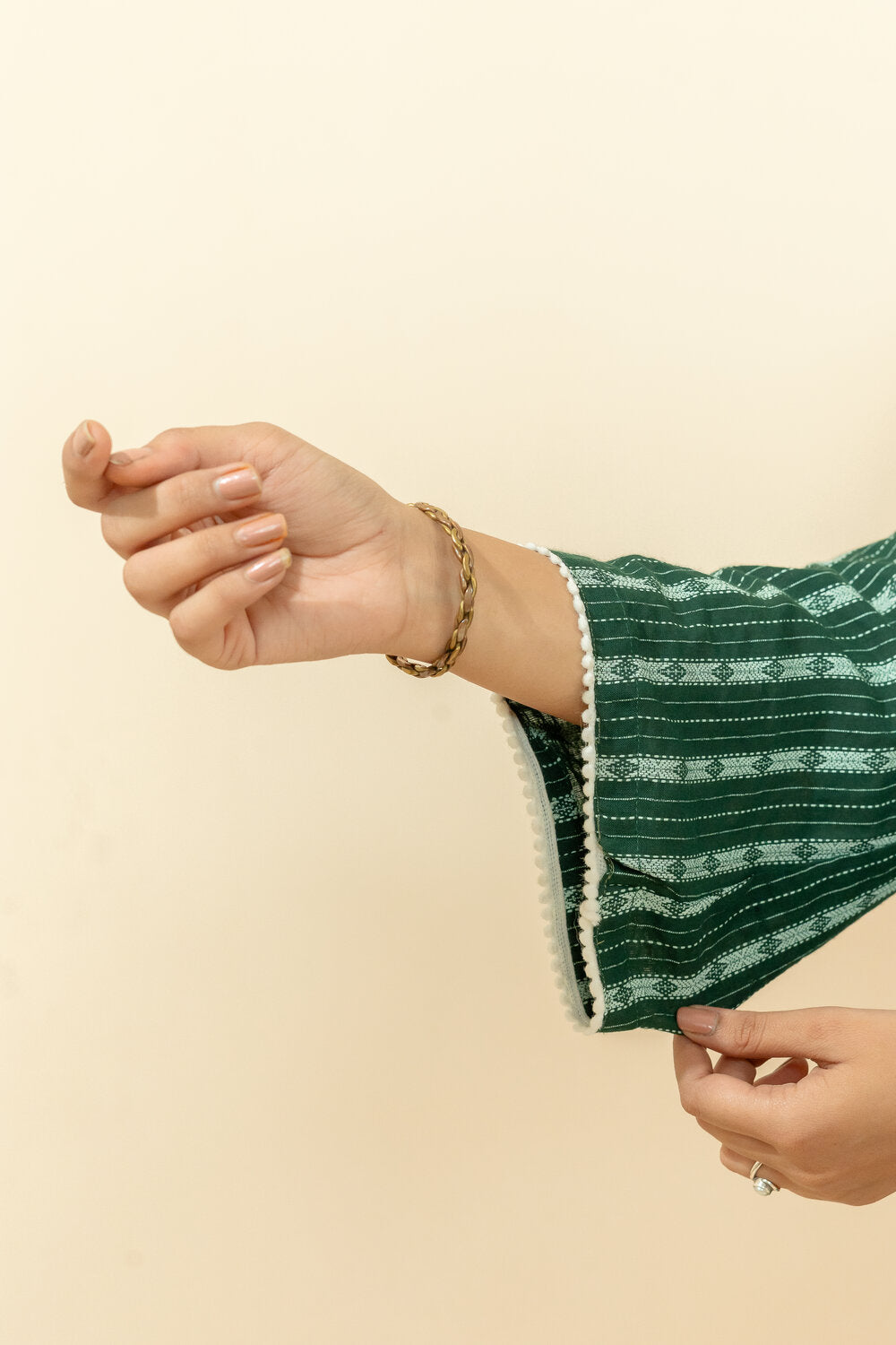 SUDHA GREEN PRINTED KATHA COTTON CO-ORD SET