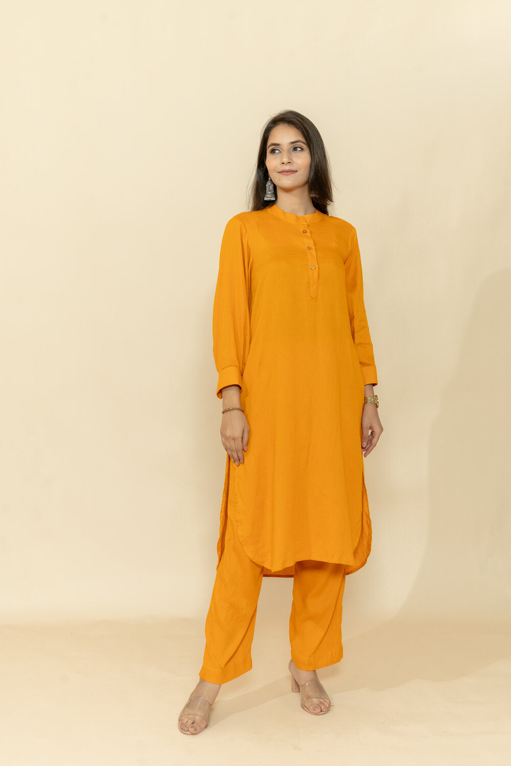 ABHA MUSTARD RAYON CO-ORD SET