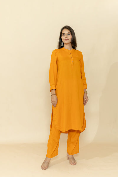ABHA MUSTARD RAYON CO-ORD SET