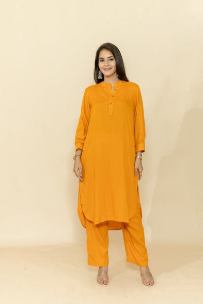 ABHA MUSTARD RAYON CO-ORD SET