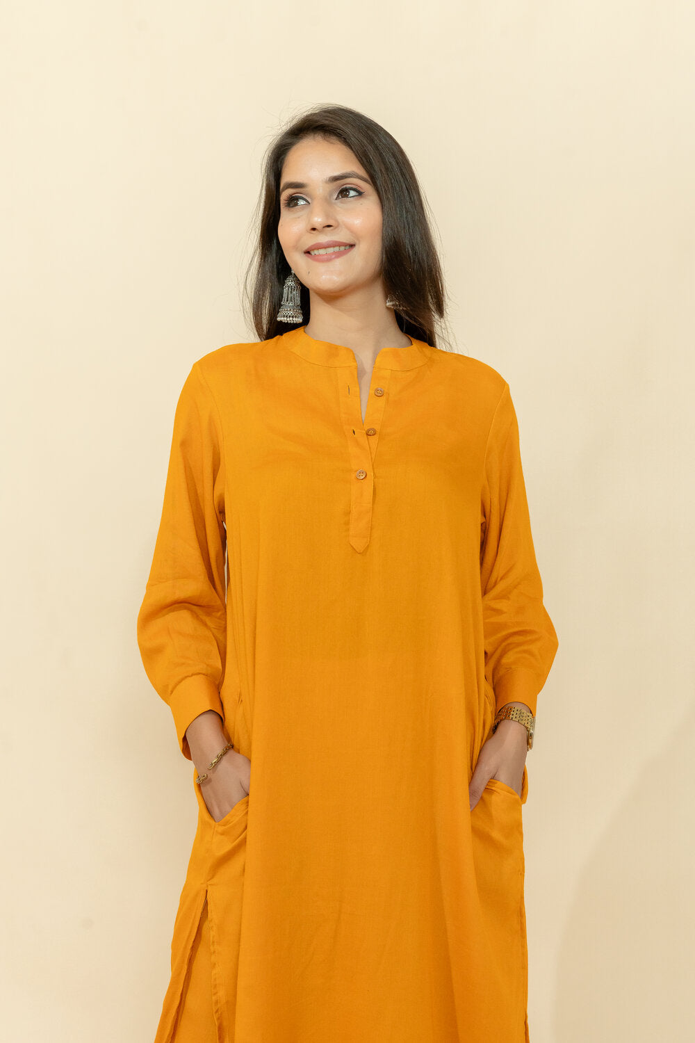 ABHA MUSTARD RAYON CO-ORD SET