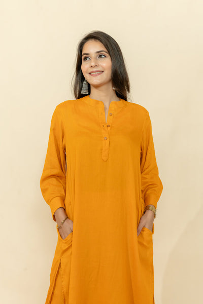 ABHA MUSTARD RAYON CO-ORD SET