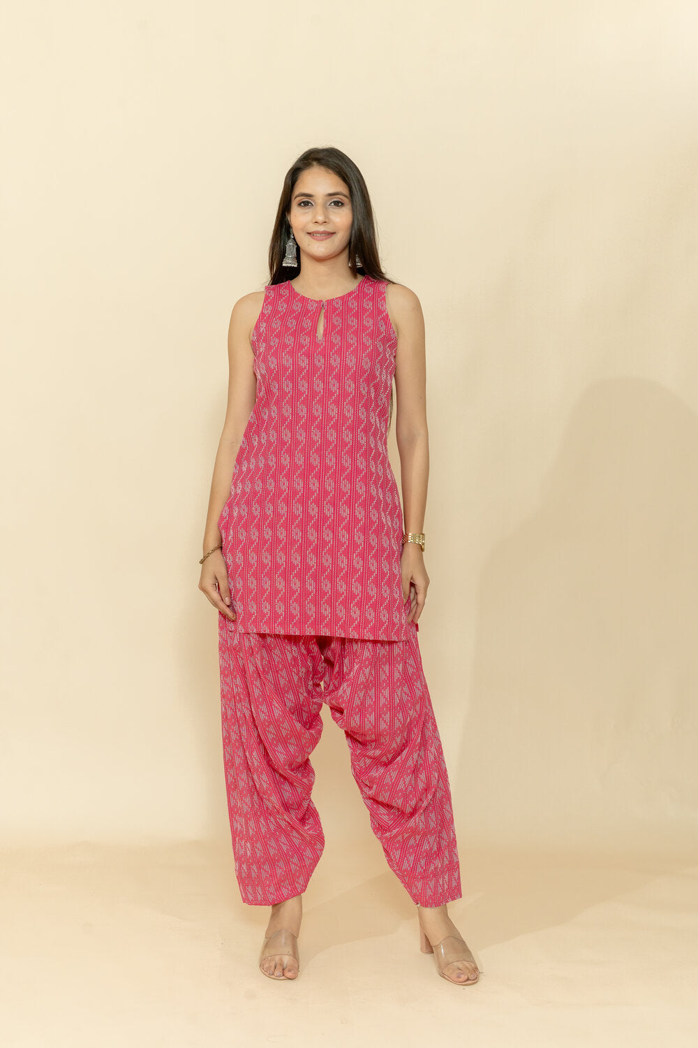 RISHA PINK KATHA COTTON CO-ORD SET