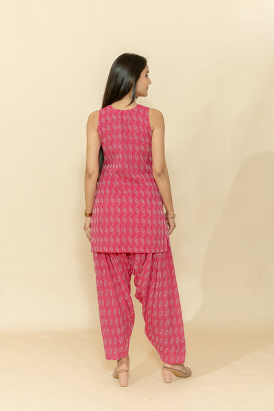 RISHA PINK KATHA COTTON CO-ORD SET