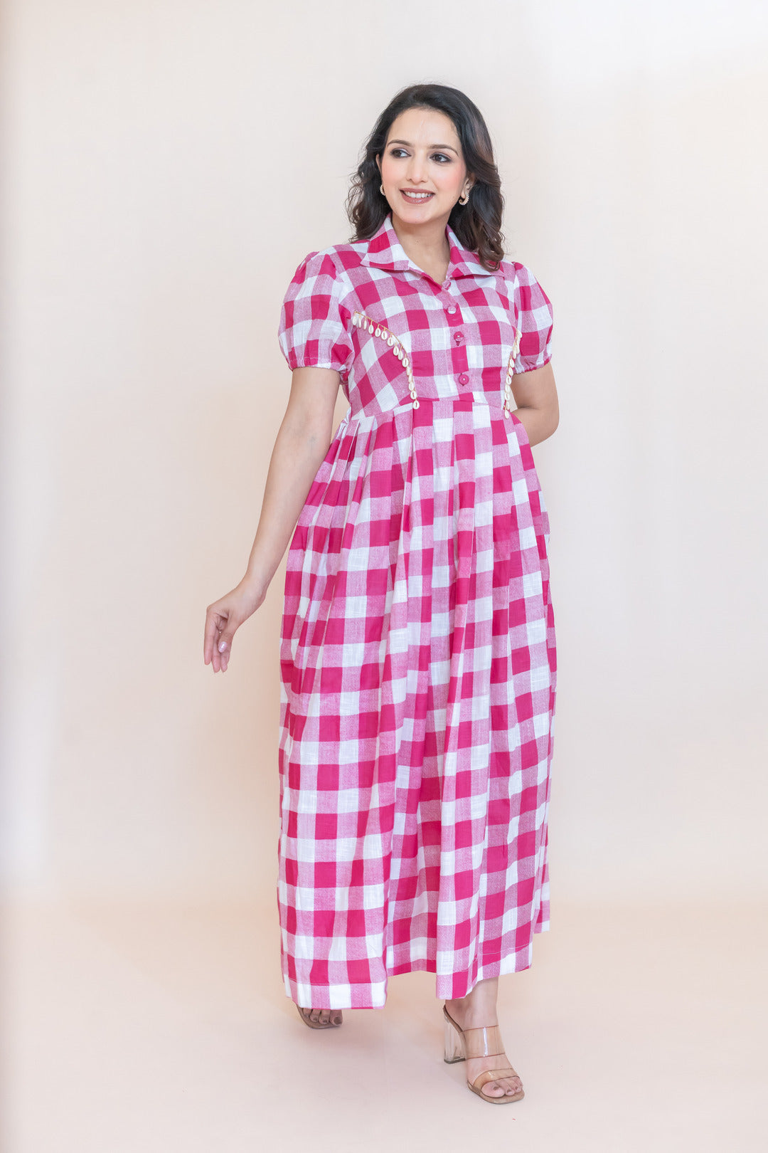 MAVISH COTTON SLUB GATHERED DRESS
