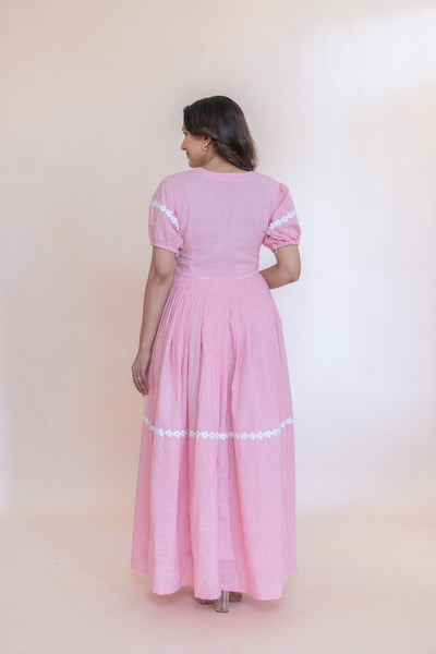 PINK SOFTY COTTON SLUB DRESS