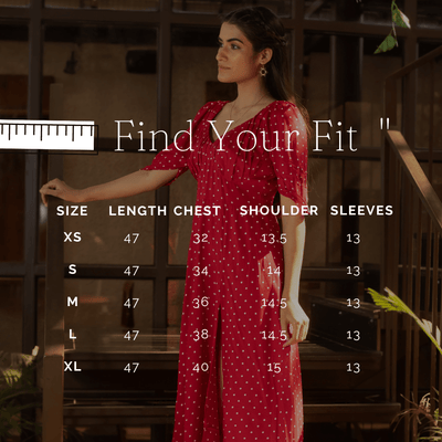 REDDISH POLKA DRESS - Sarnya